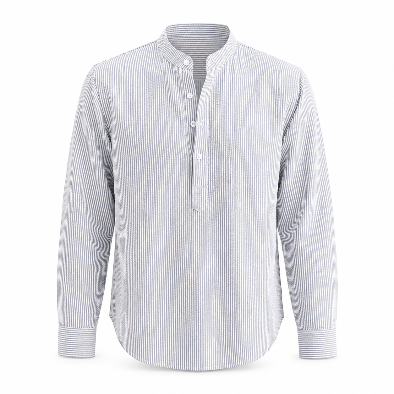Stand Collar Striped Shirt