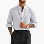 Stand Collar Striped Shirt