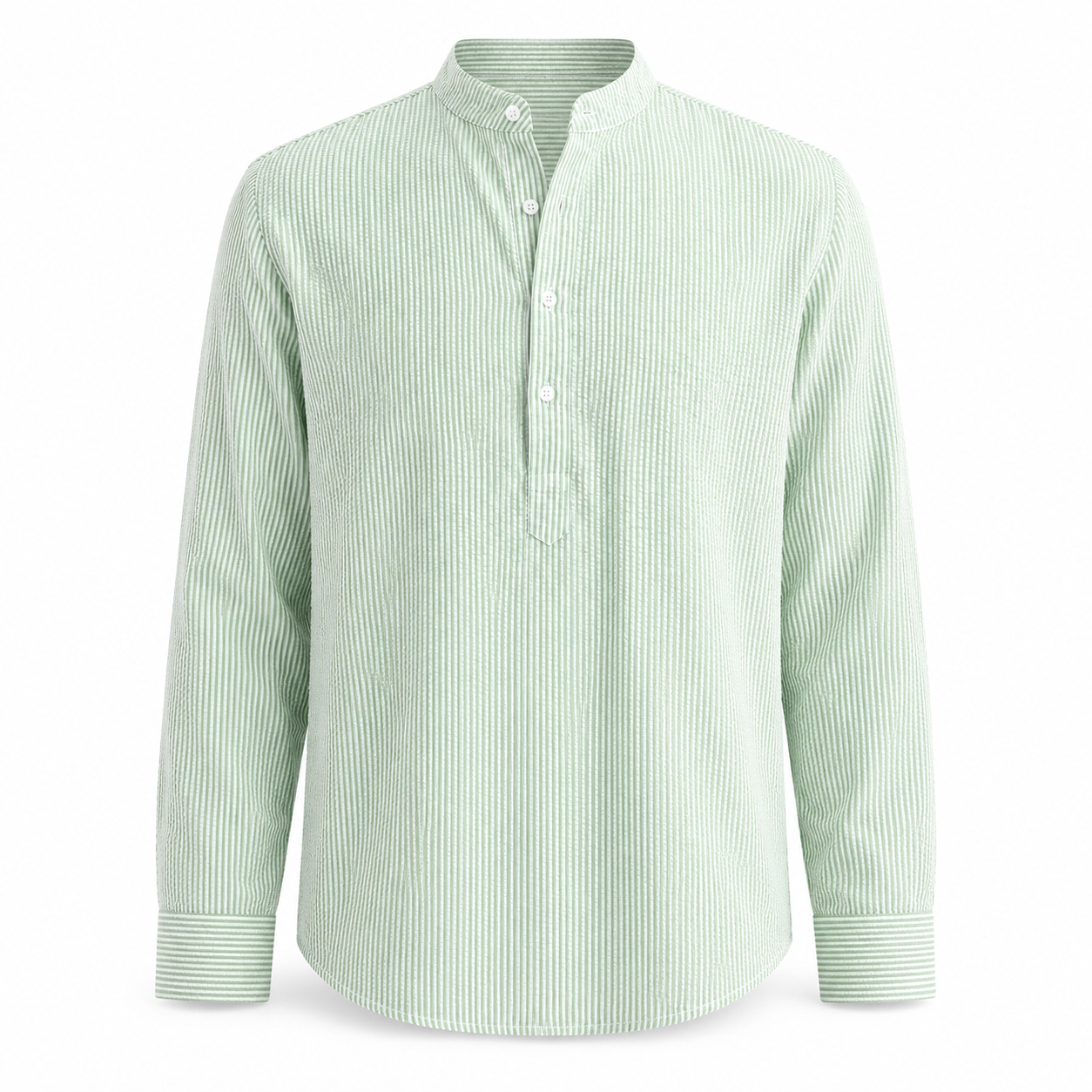 Stand Collar Striped Shirt