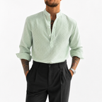 Stand Collar Striped Shirt