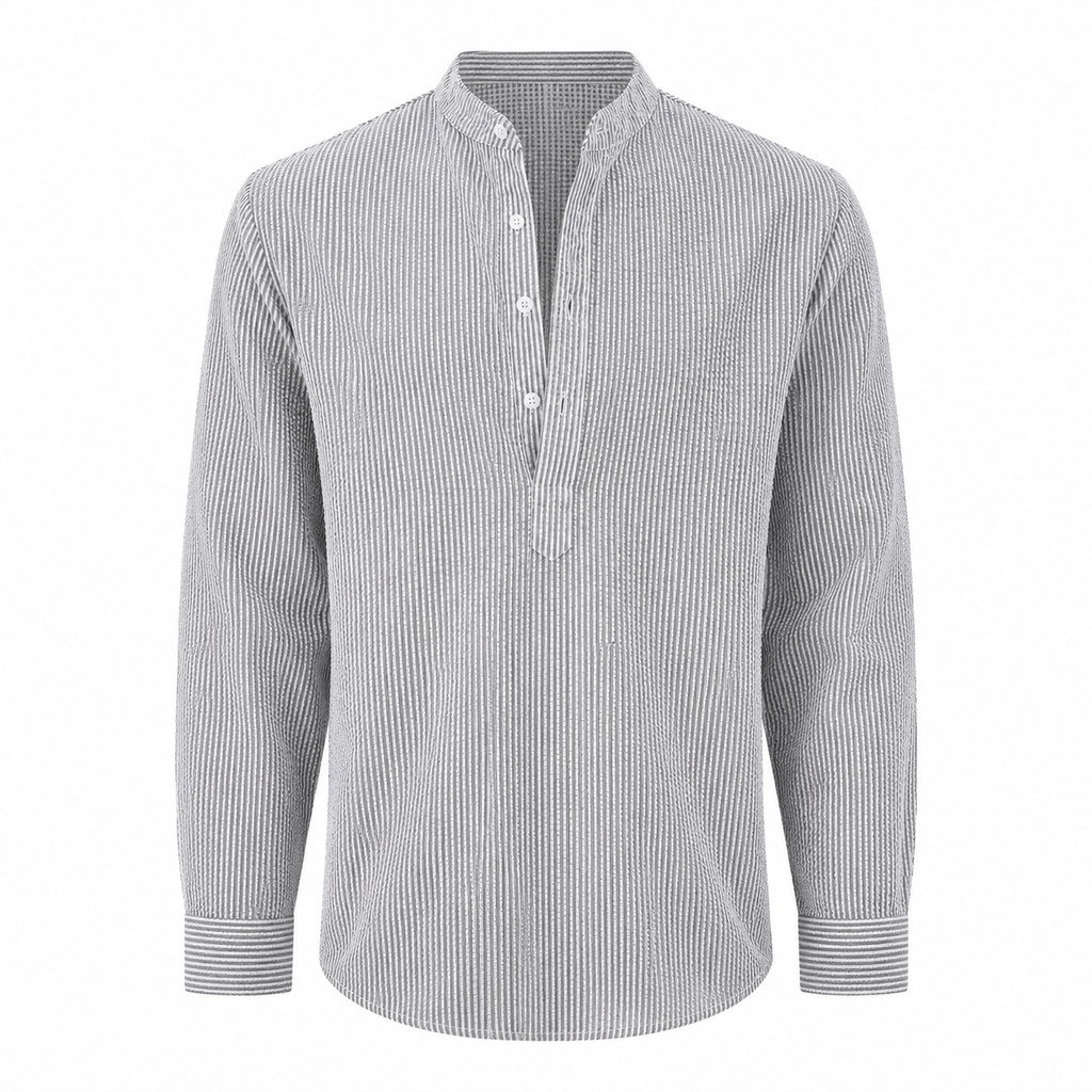 Stand Collar Striped Shirt