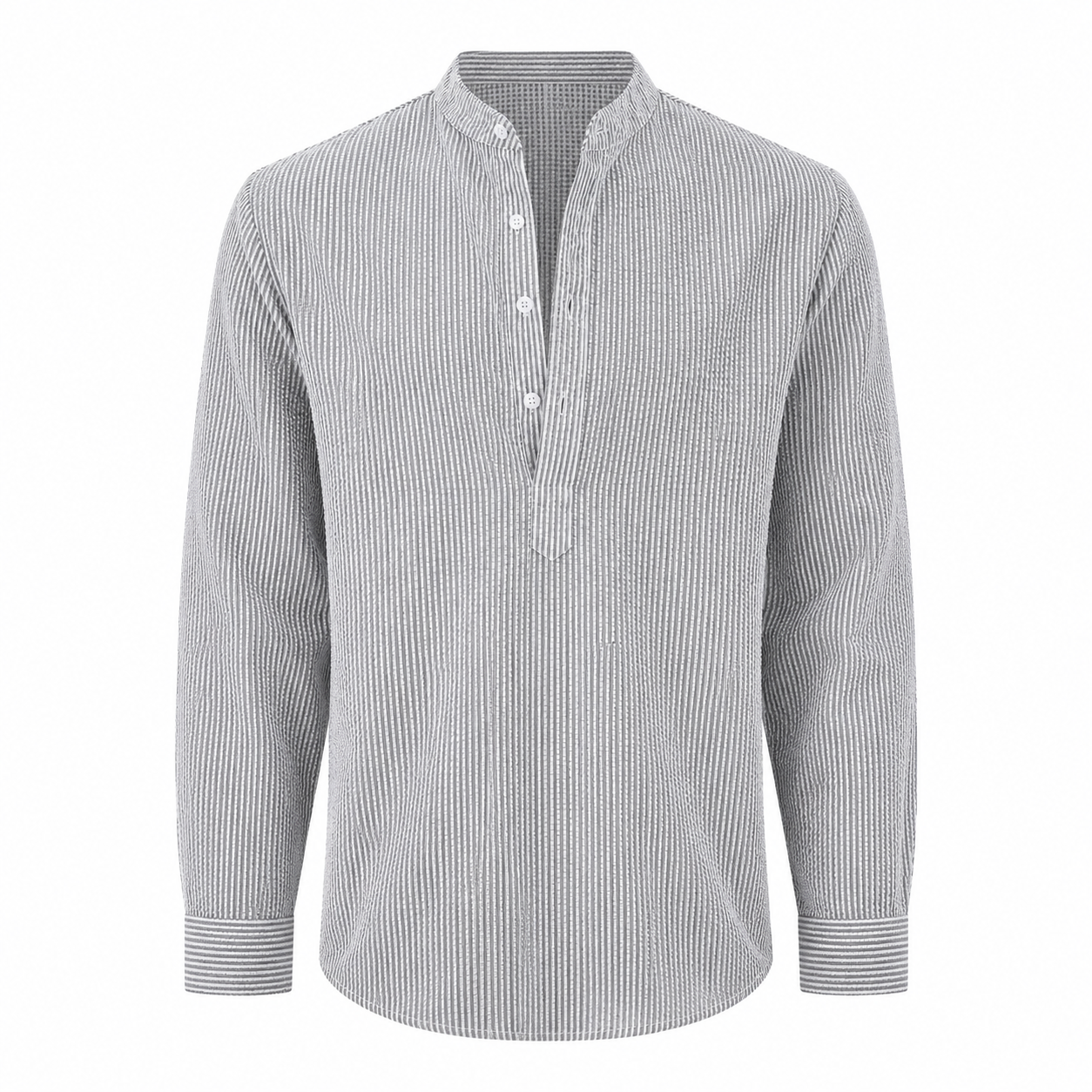 Stand Collar Striped Shirt