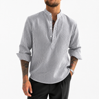 Stand Collar Striped Shirt