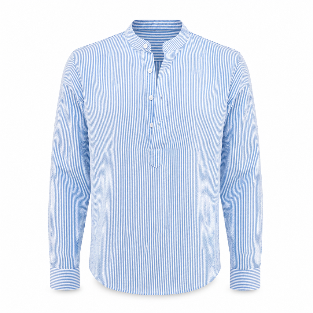 Stand Collar Striped Shirt