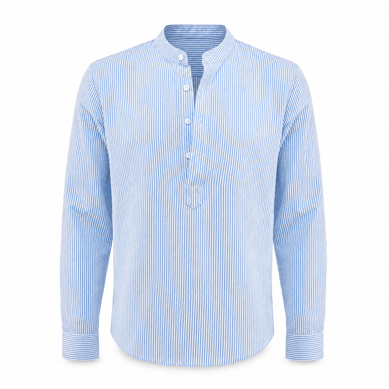 Stand Collar Striped Shirt
