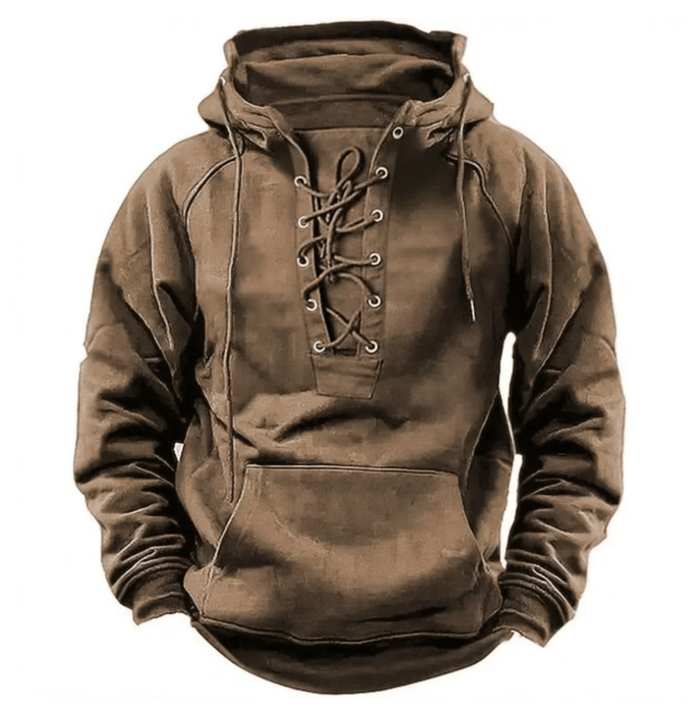 Lace-Up Hooded Sweatshirt