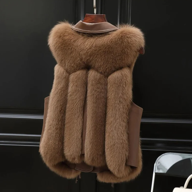Faux Fur Sleeveless Vest Jacket