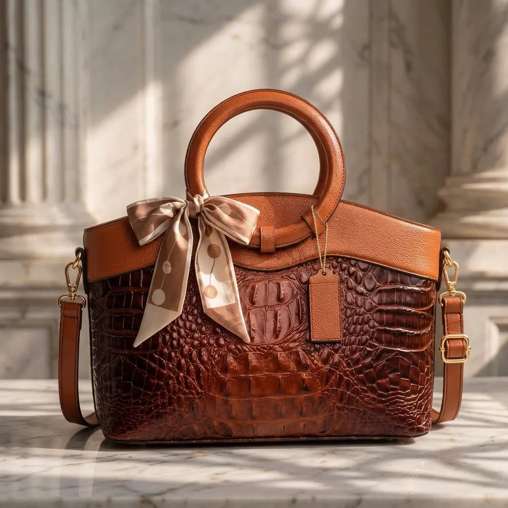 Luxury Croc-Embossed Leather Bag