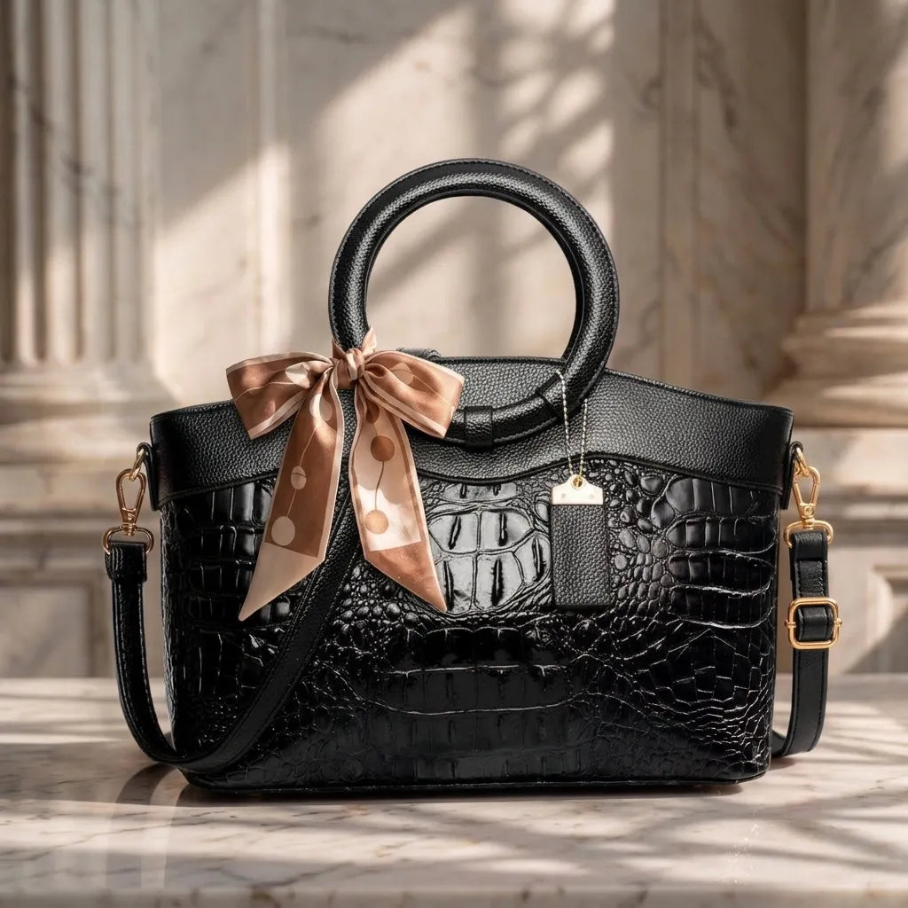 Luxury Croc-Embossed Leather Bag