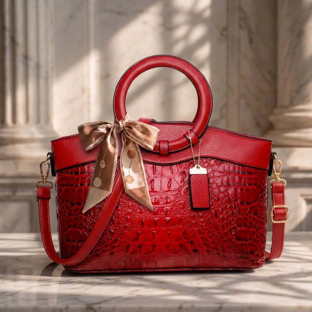 Luxury Croc-Embossed Leather Bag