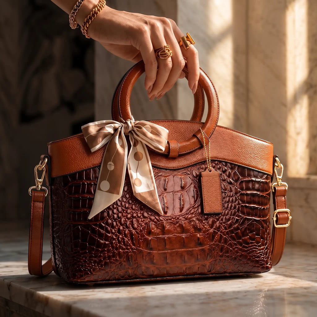 Luxury Croc-Embossed Leather Bag