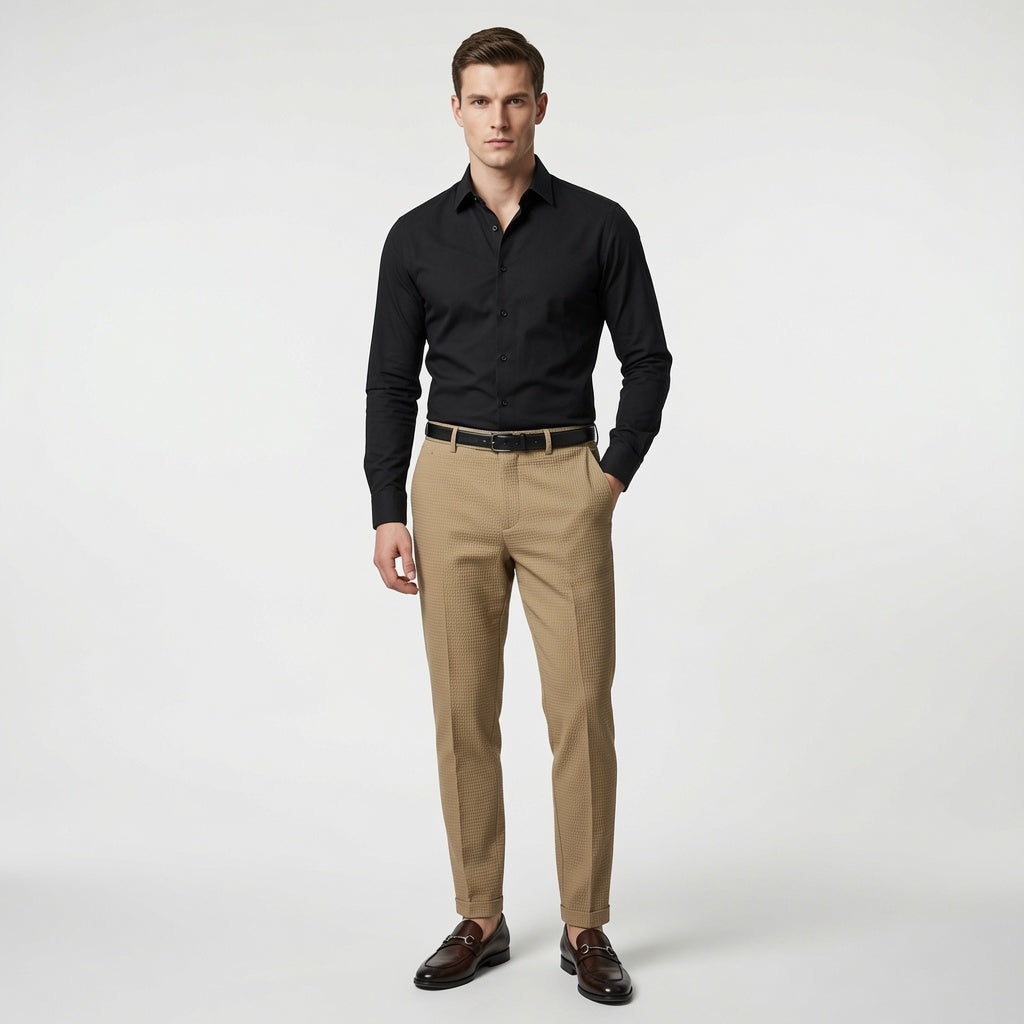Waffle Textured Casual Pants
