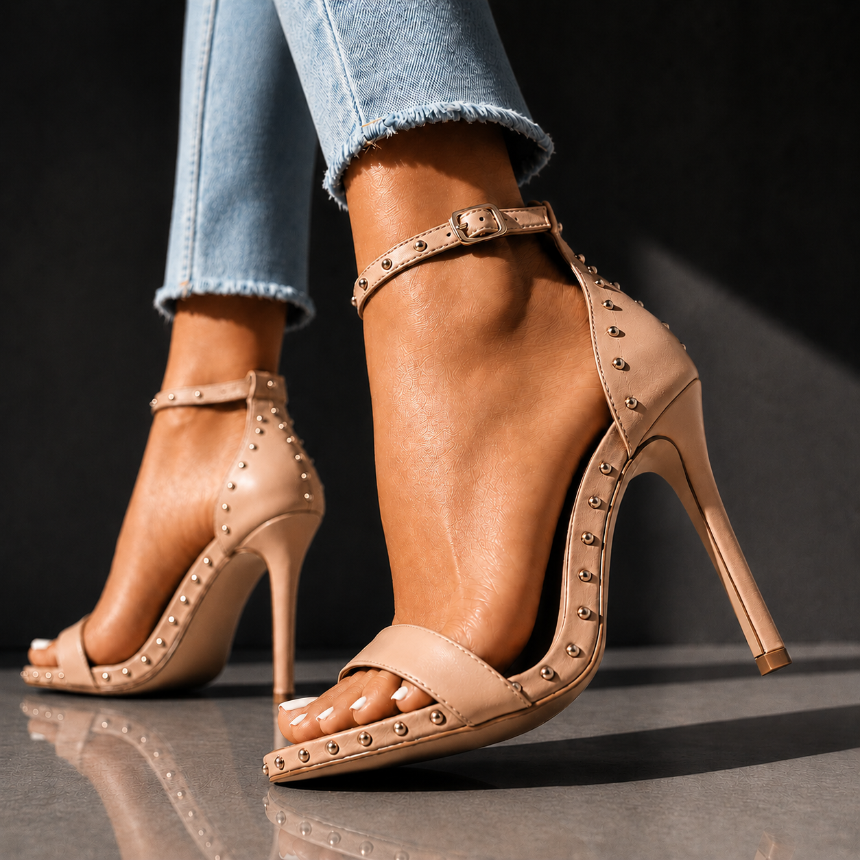 Elegant Rivet Ankle Sandals
