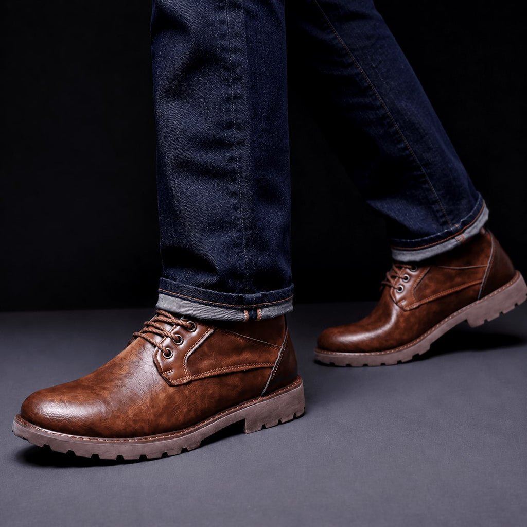 Retro Leather Ankle Boots