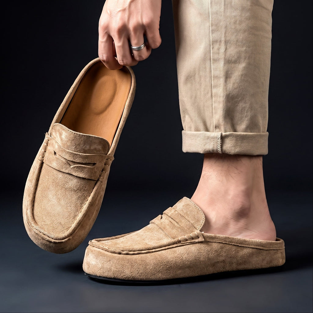 Men's Cow Suede Half Loafers