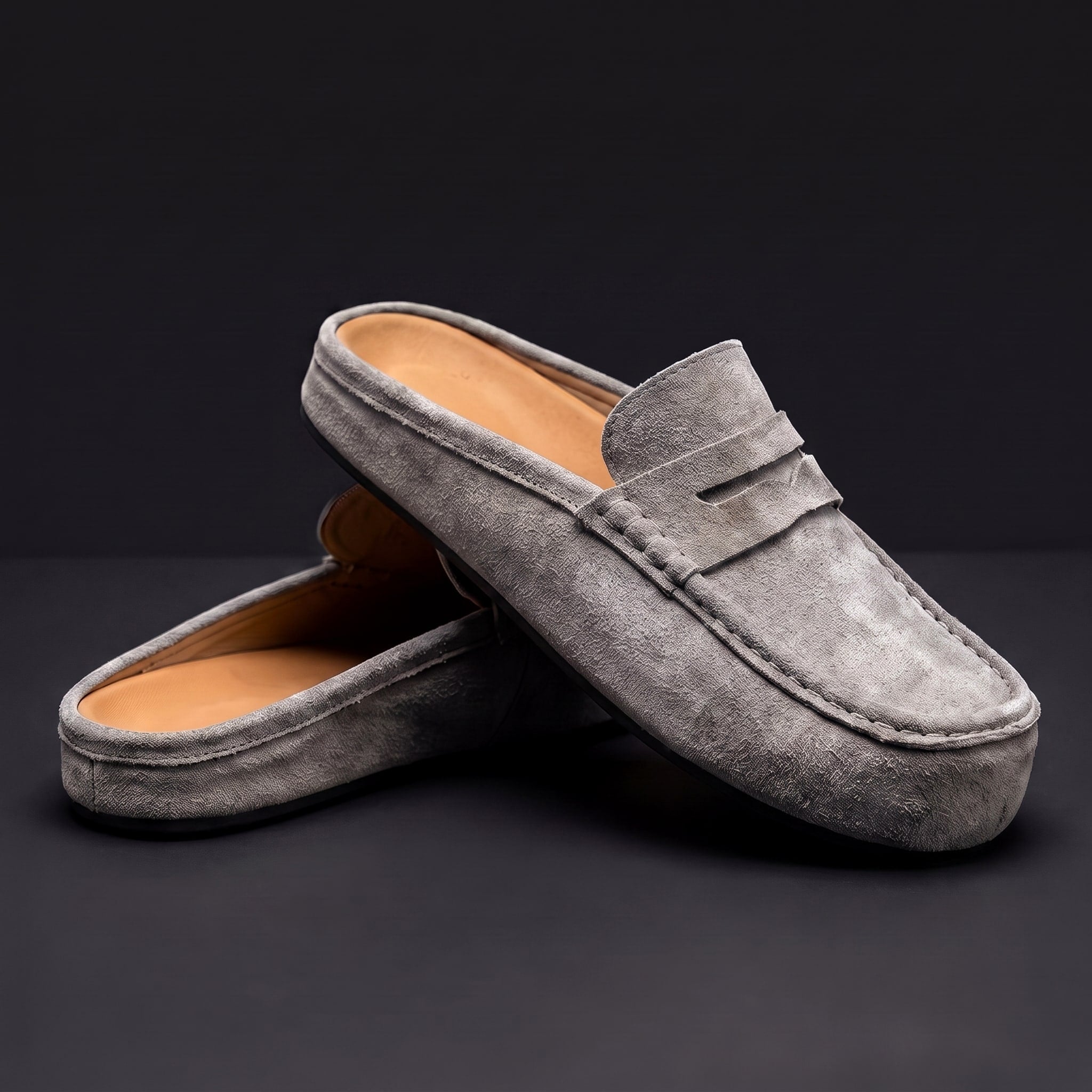 Men's Cow Suede Half Loafers