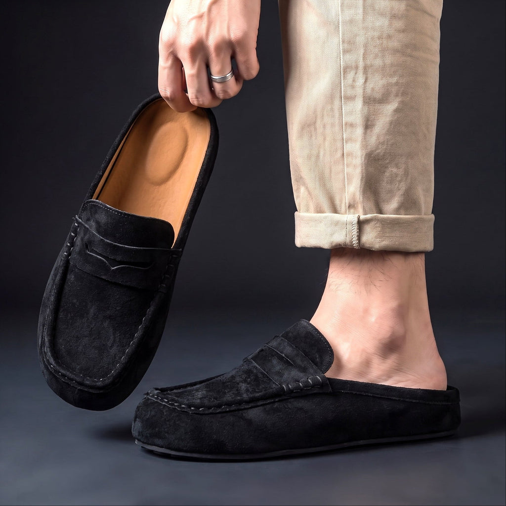 Men's Cow Suede Half Loafers