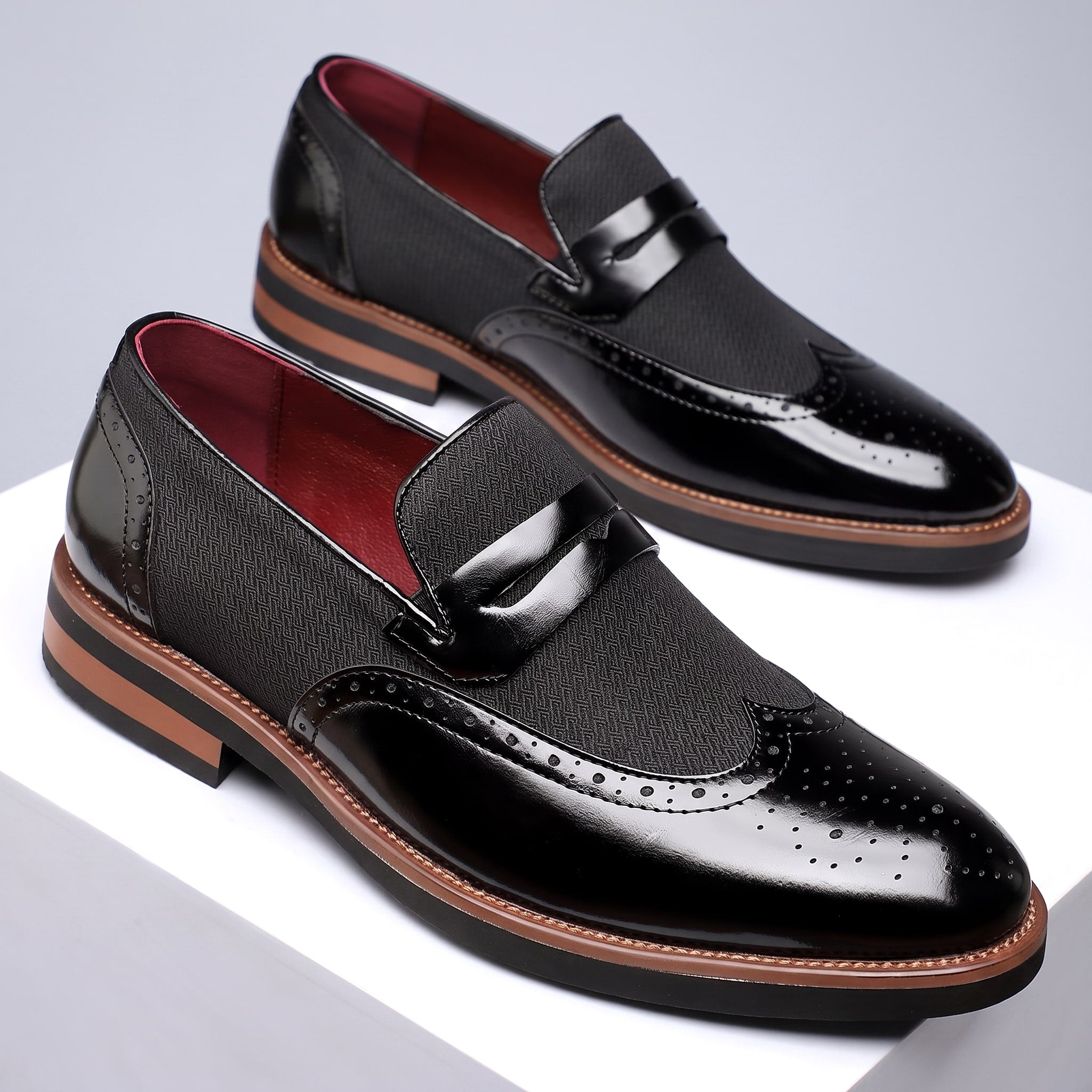 Two-Tone Patent Leather Loafers