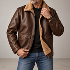 Stand Collar Faux Fur Leather