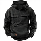 Vintage Multi-Pocket Zip Hoodie
