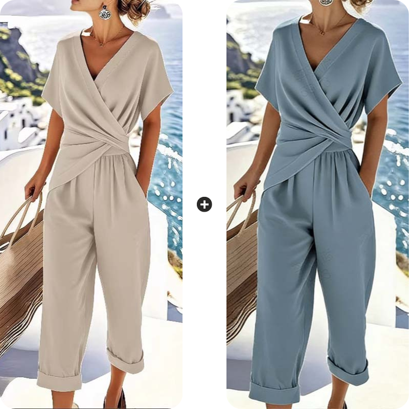 Women’s  V-Neck Casual Summer Set