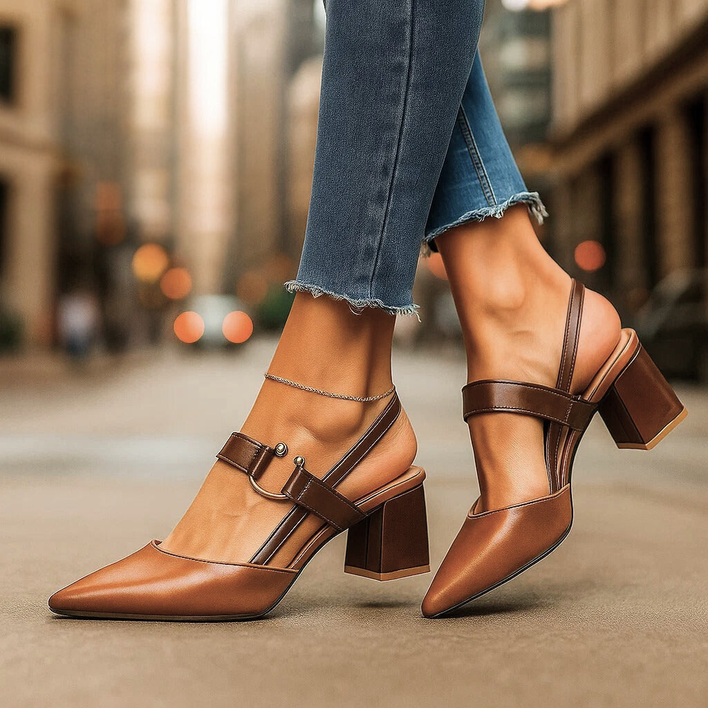 Chunky Heel Slingback Sandals