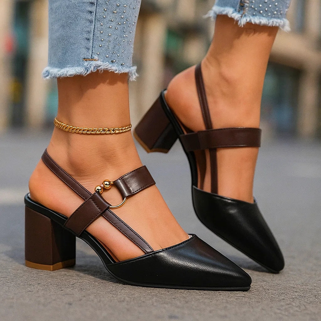 Chunky Heel Slingback Sandals