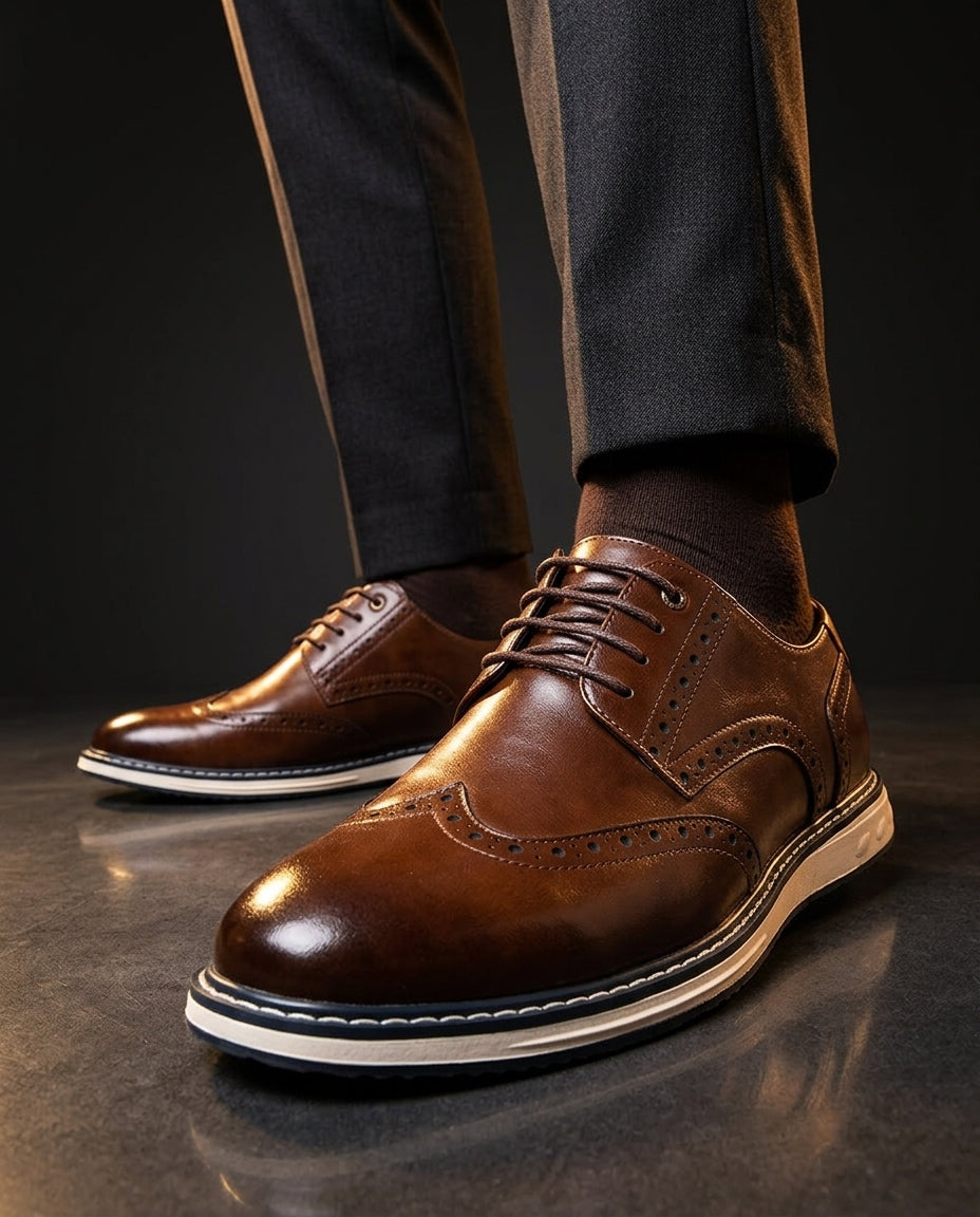 Leather Wingtip Brogue Sneakers