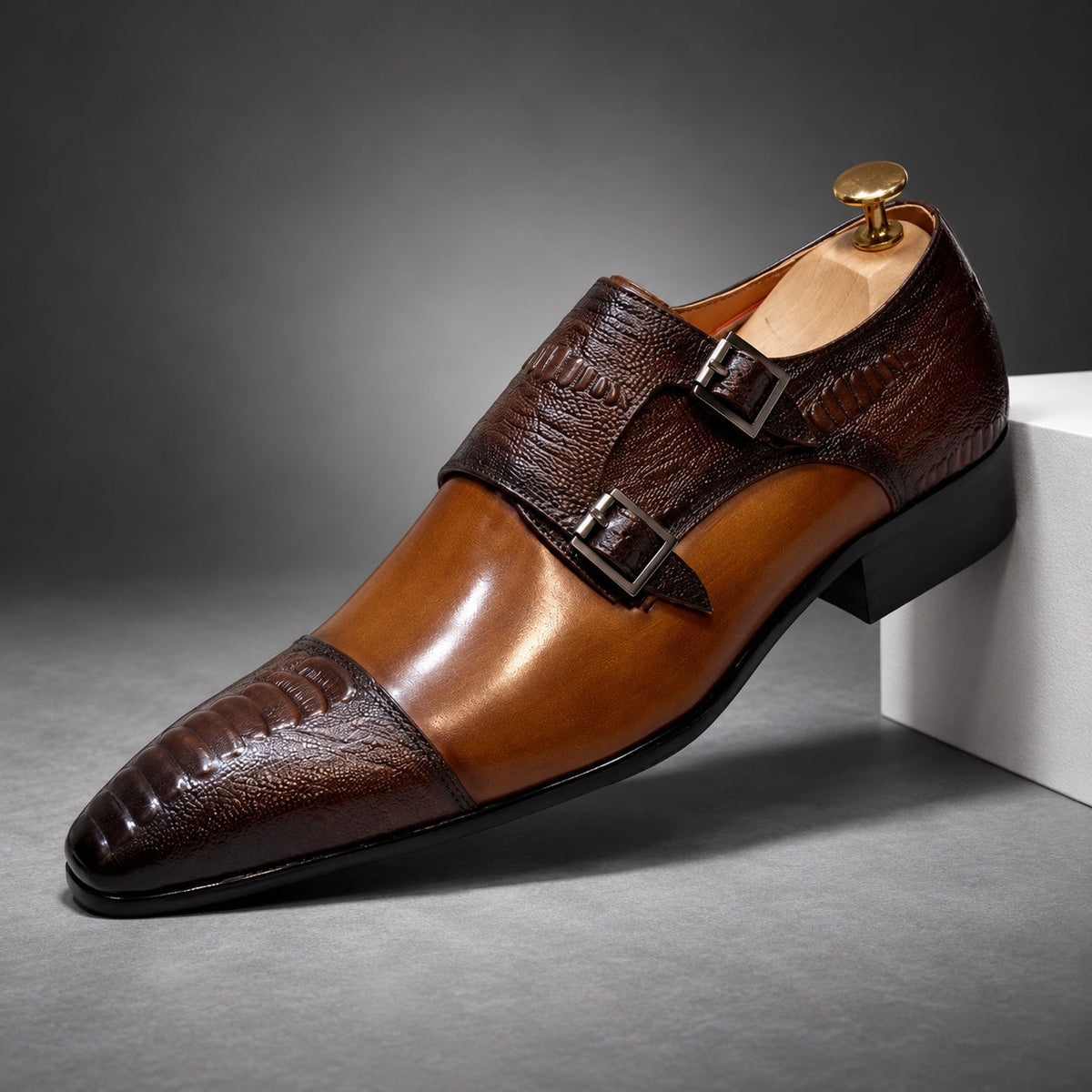 Double Buckle Monk Shoes