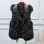 Faux Fur Sleeveless Vest Jacket