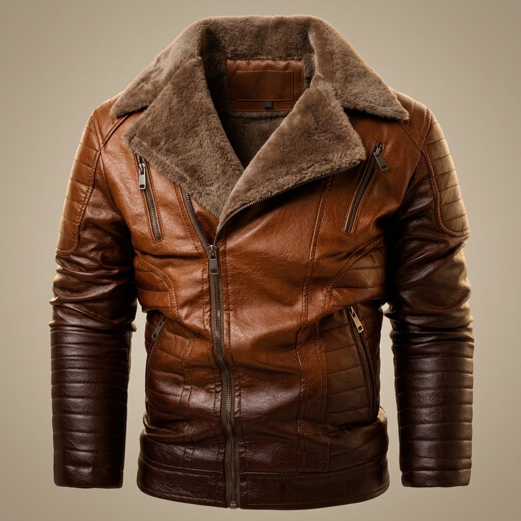 Men's Winter Fleece Leather Jacket