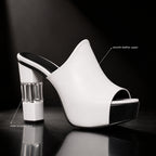 Peep Toe High Heel Mules