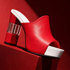 Peep Toe High Heel Mules