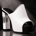 Peep Toe High Heel Mules