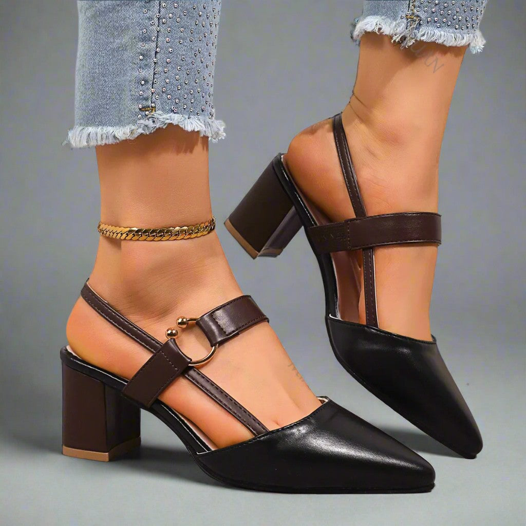 Chunky Heel Slingback Sandals