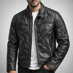 Stand Collar Zip-Up Biker Jacket
