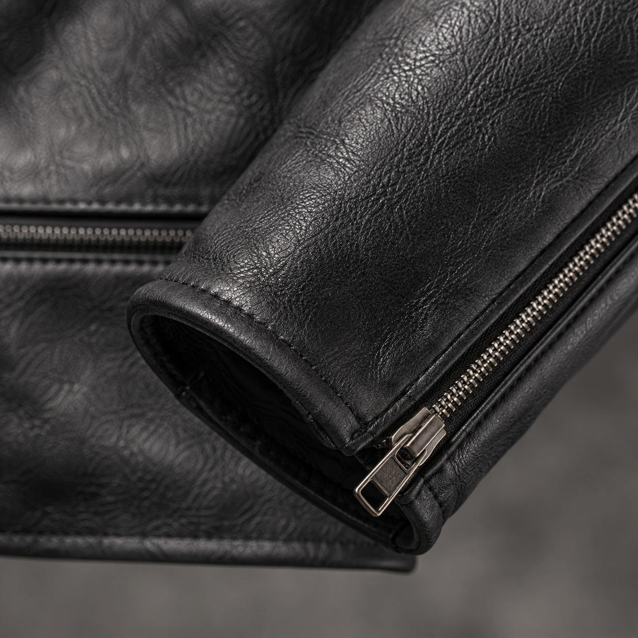 Stand Collar Zip-Up Biker Jacket