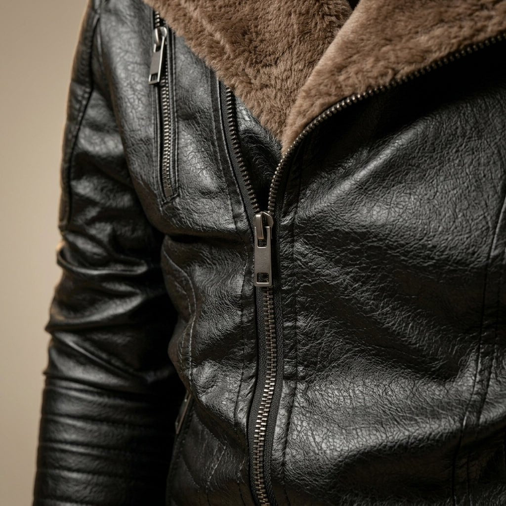 Men's Winter Fleece Leather Jacket