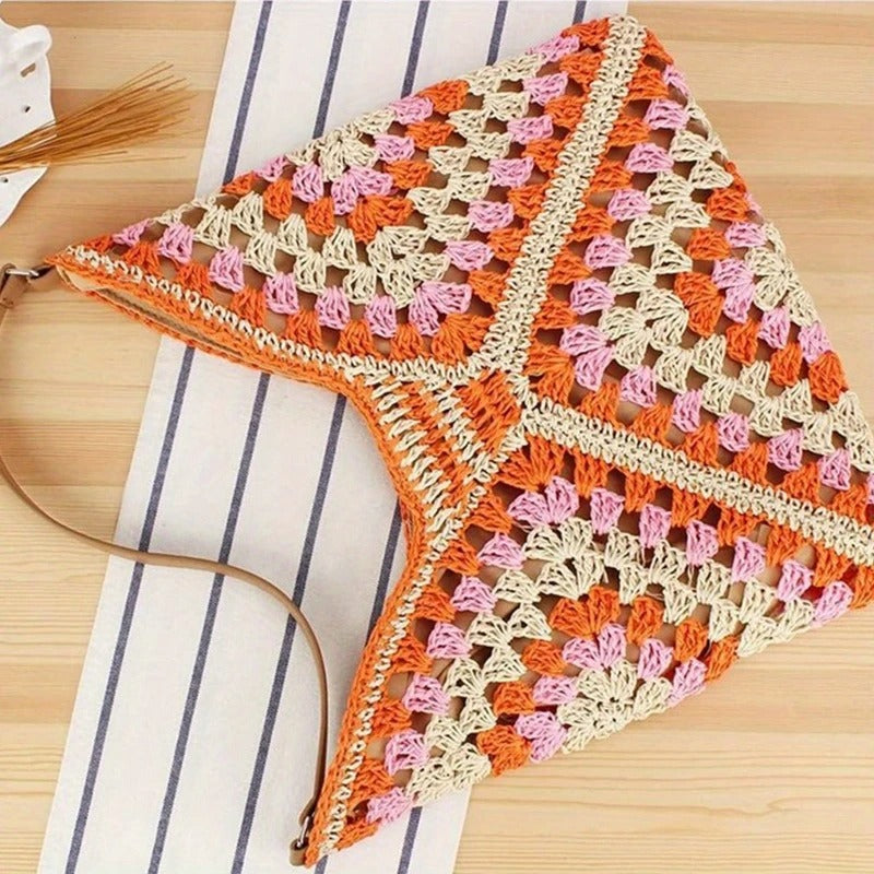 Boho Straw Woven Tote Bag