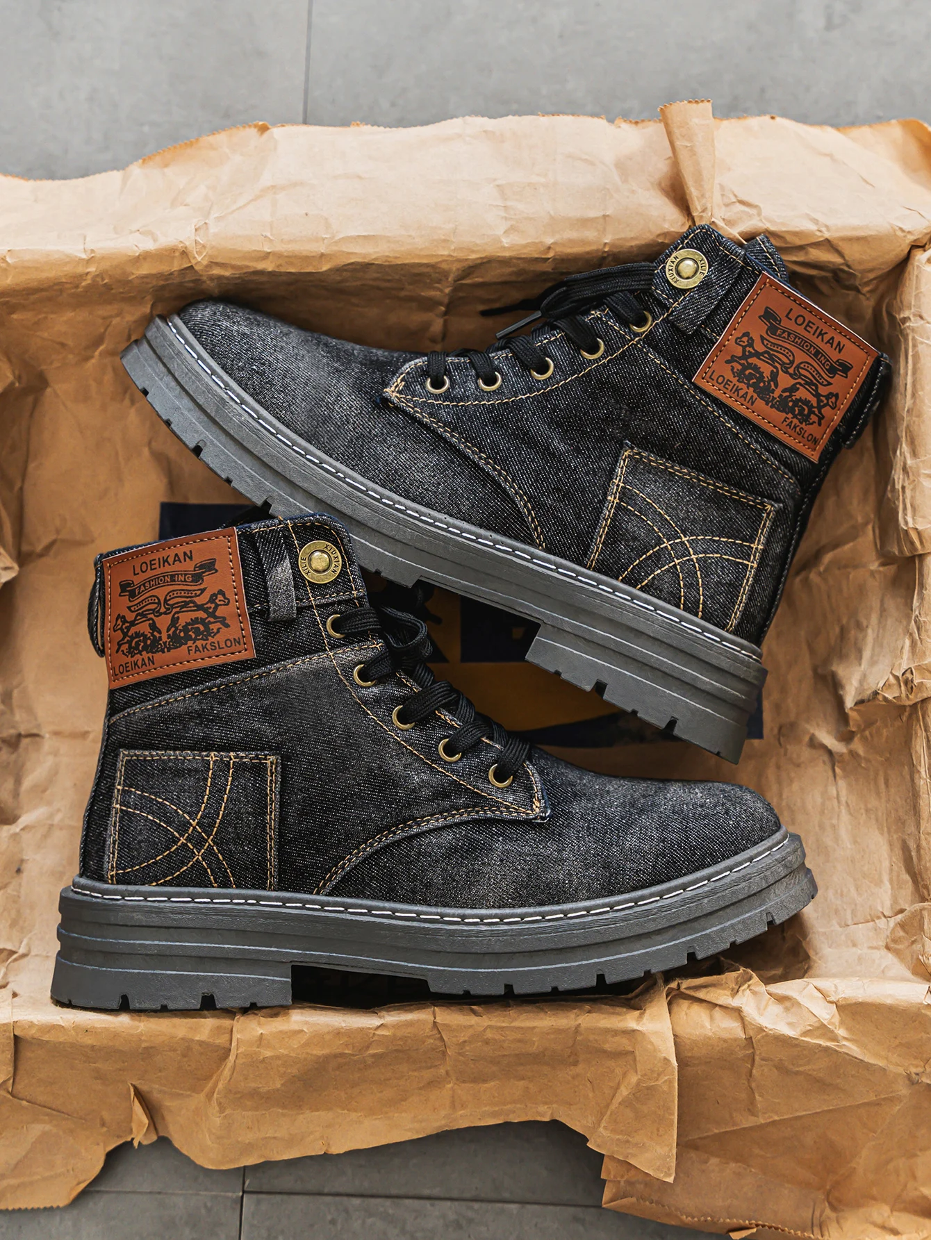 Men's High-Top Denim Boots