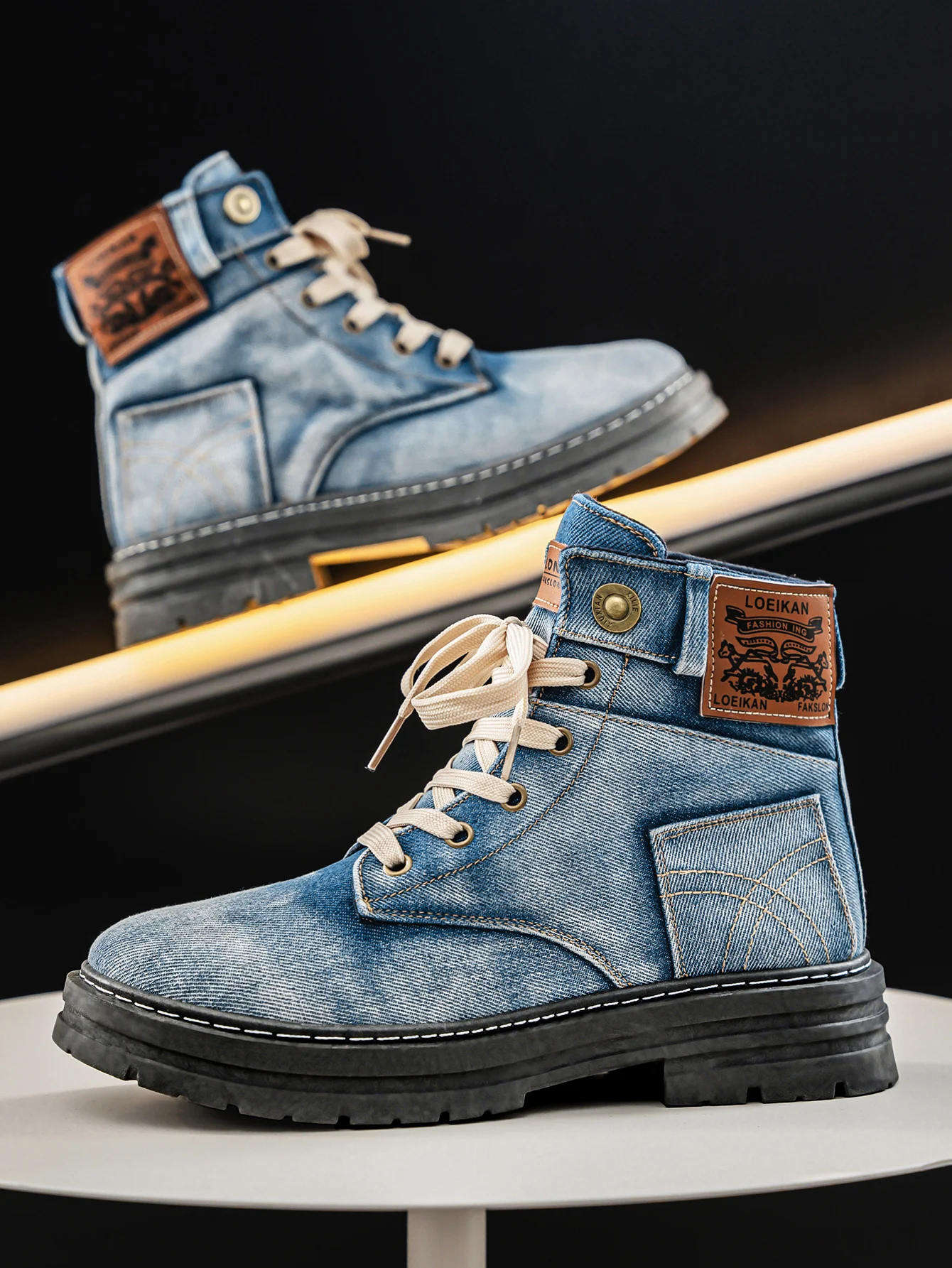 Men's High-Top Denim Boots