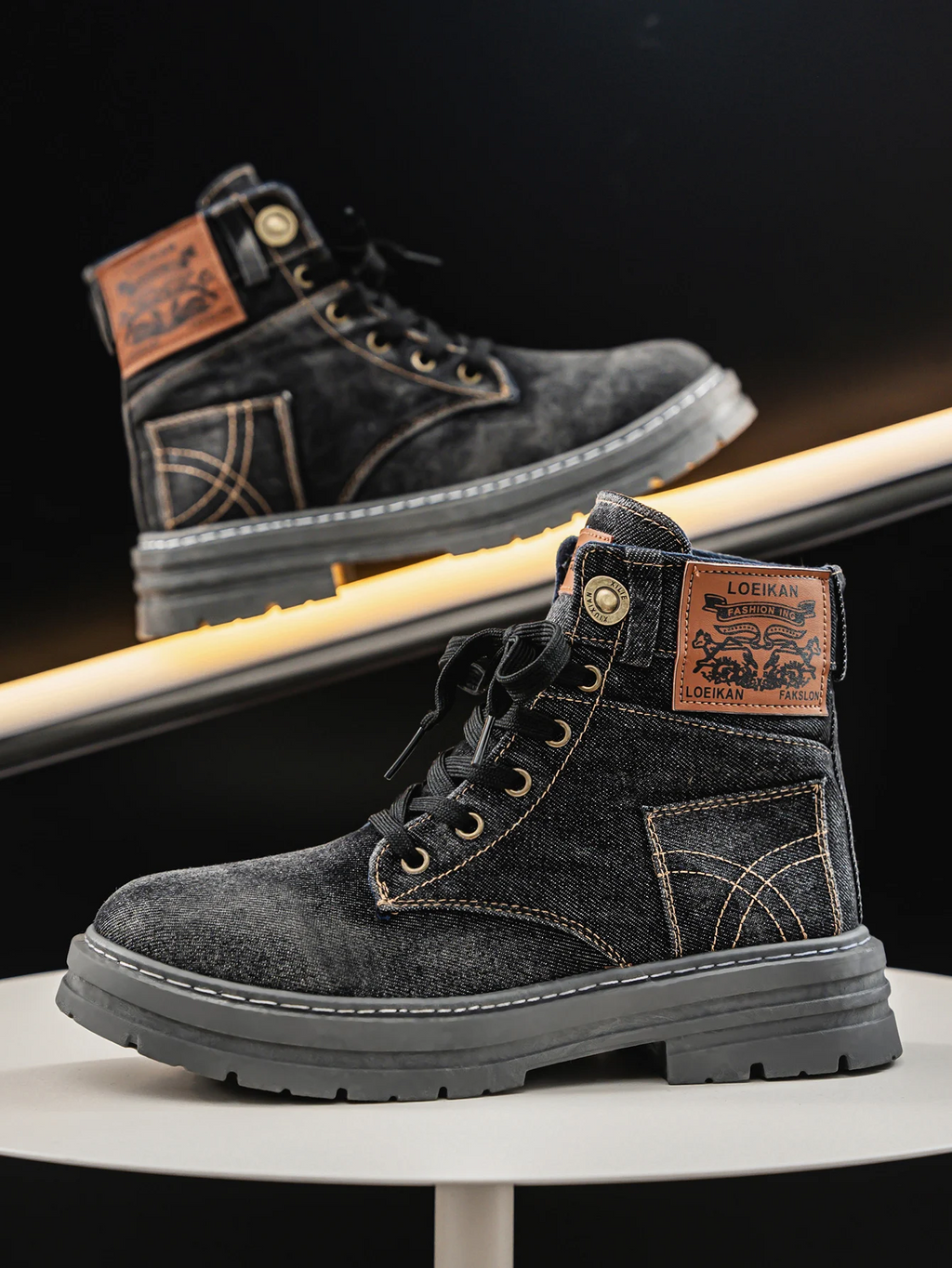 Men's High-Top Denim Boots