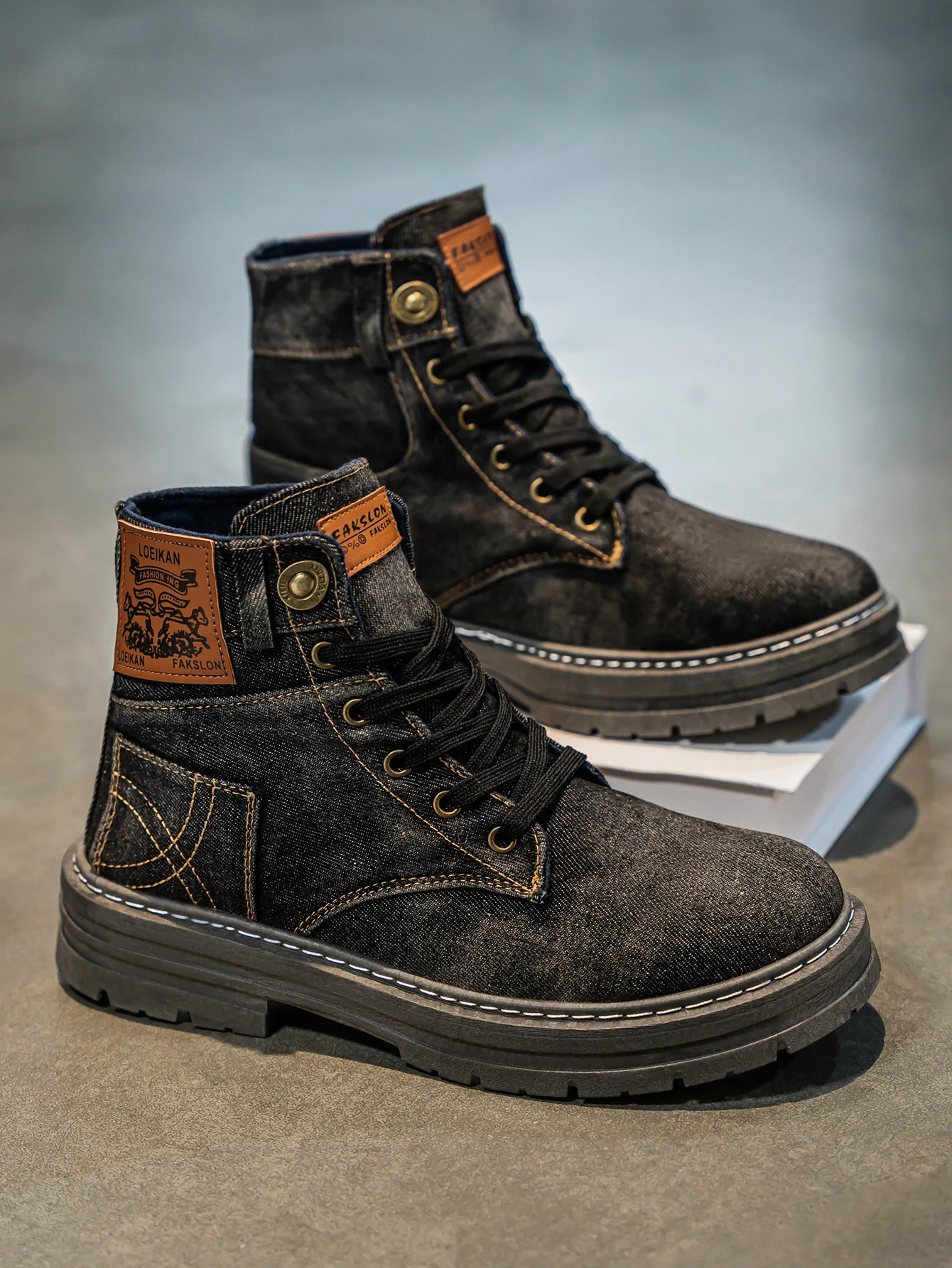Men's High-Top Denim Boots