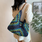 Boho Straw Woven Tote Bag