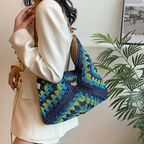 Boho Straw Woven Tote Bag