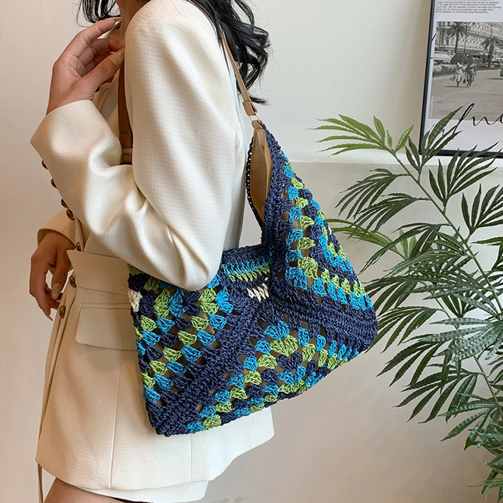 Boho Straw Woven Tote Bag