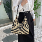 Boho Straw Woven Tote Bag