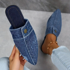 Women's Pointed Toe Denim Mules