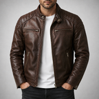 Stand Collar Zip-Up Biker Jacket