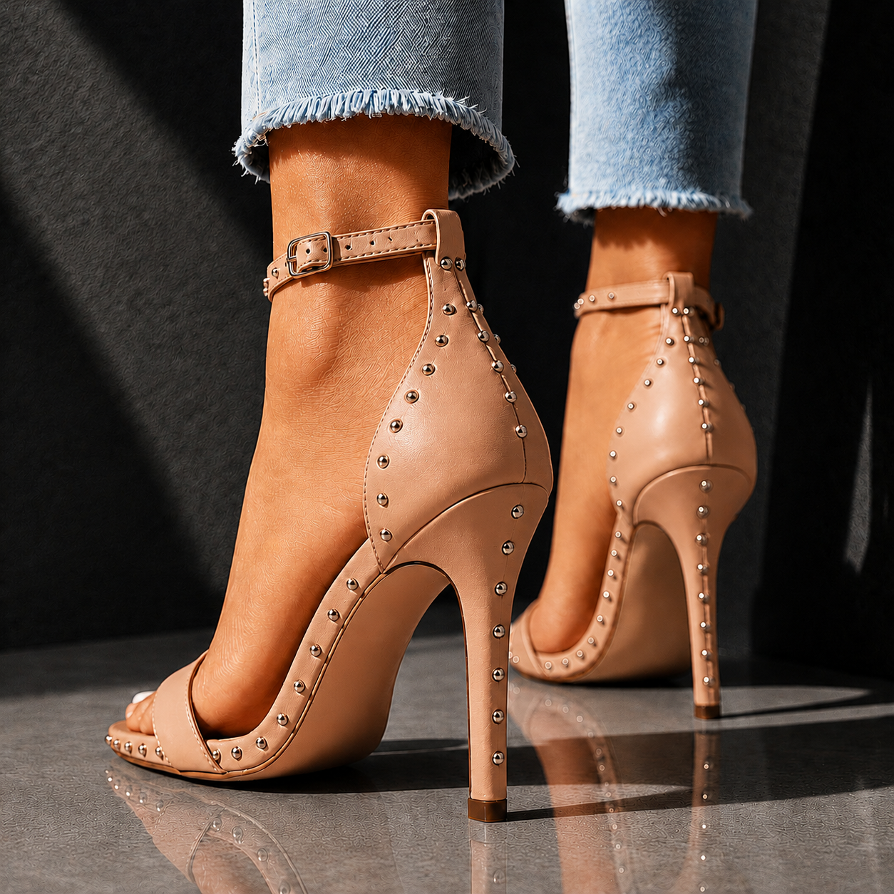 Elegant Rivet Ankle Sandals